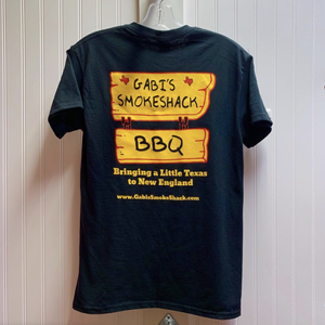 Restaurant staff t-shirt with a bold two-color screen printed logo