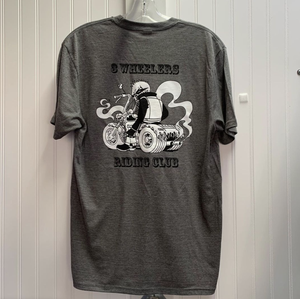Gray crew t-shirt with a detailed printed design from Power Graphics